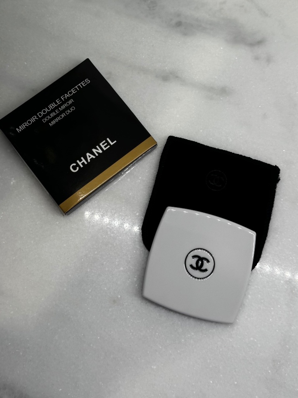 CHANEL White Compact Mirror Miroir Double Facettes